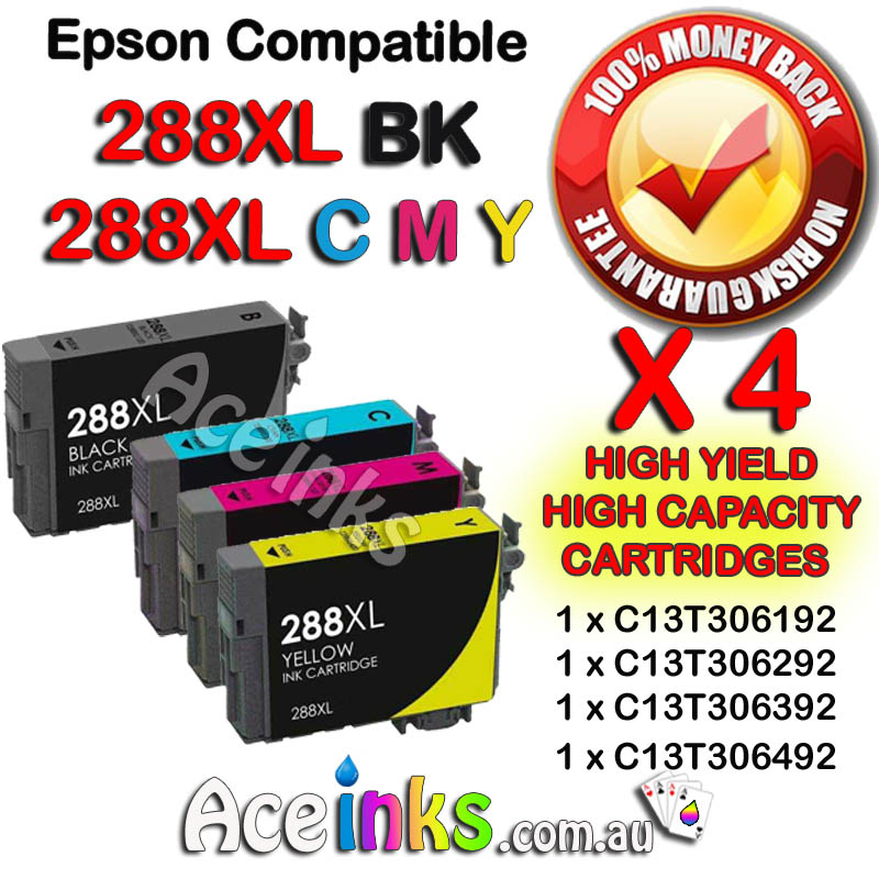 4 Pack Combo Compatible EPSON #288XL BK C/M/Y